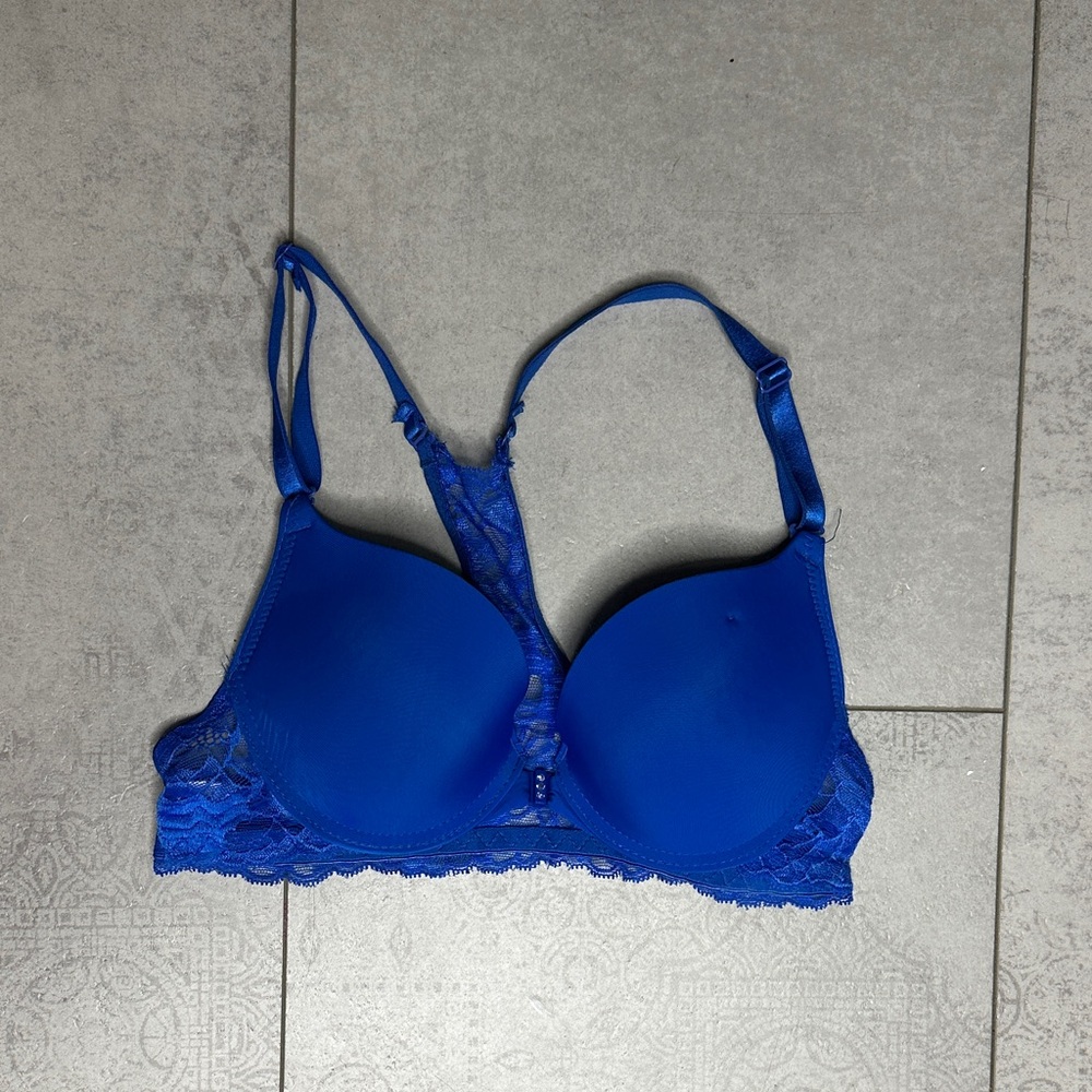 Elegant Blue Lace Bra